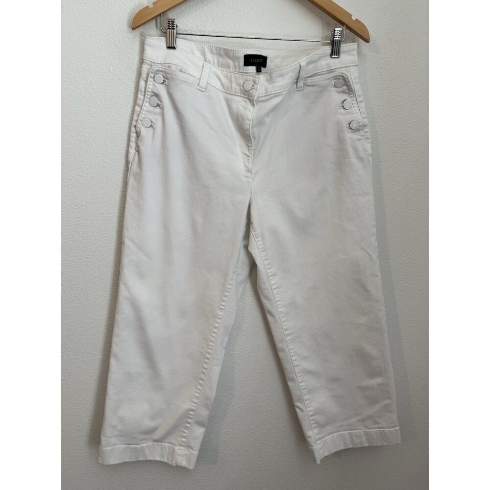Talbots Cropped Jeans White Size 12 Sailor Nautical Coastal Beach Mature